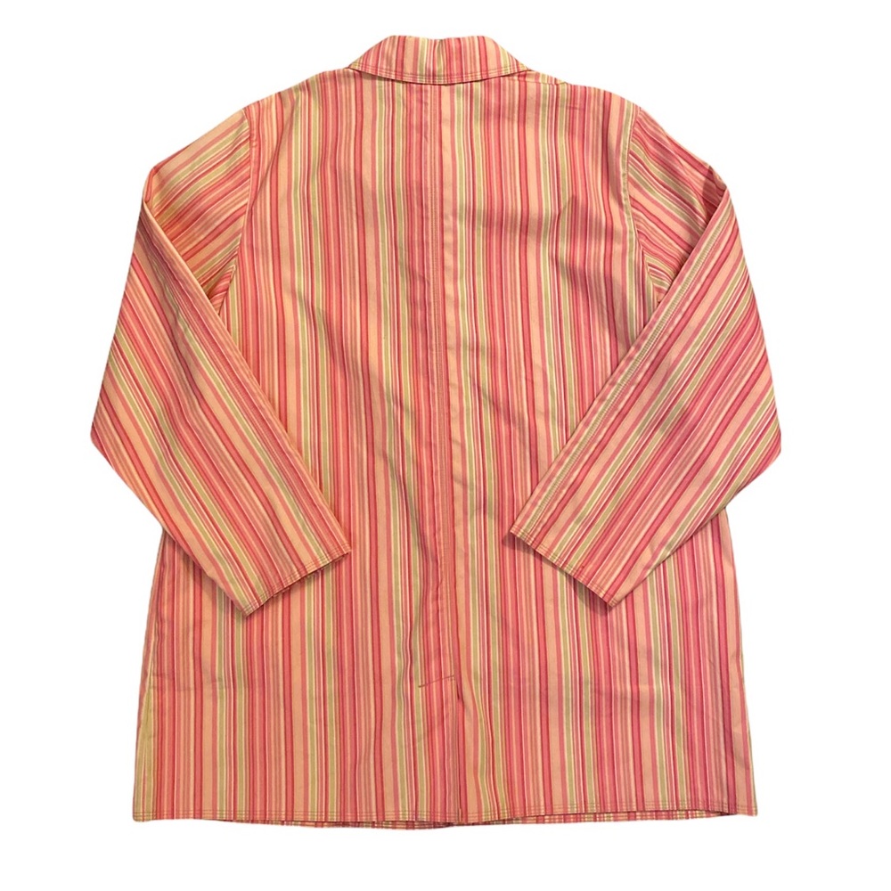 L.L. Bean coat mackintosh pink stripe L Petite preppy colorful - Picture 2 of 13